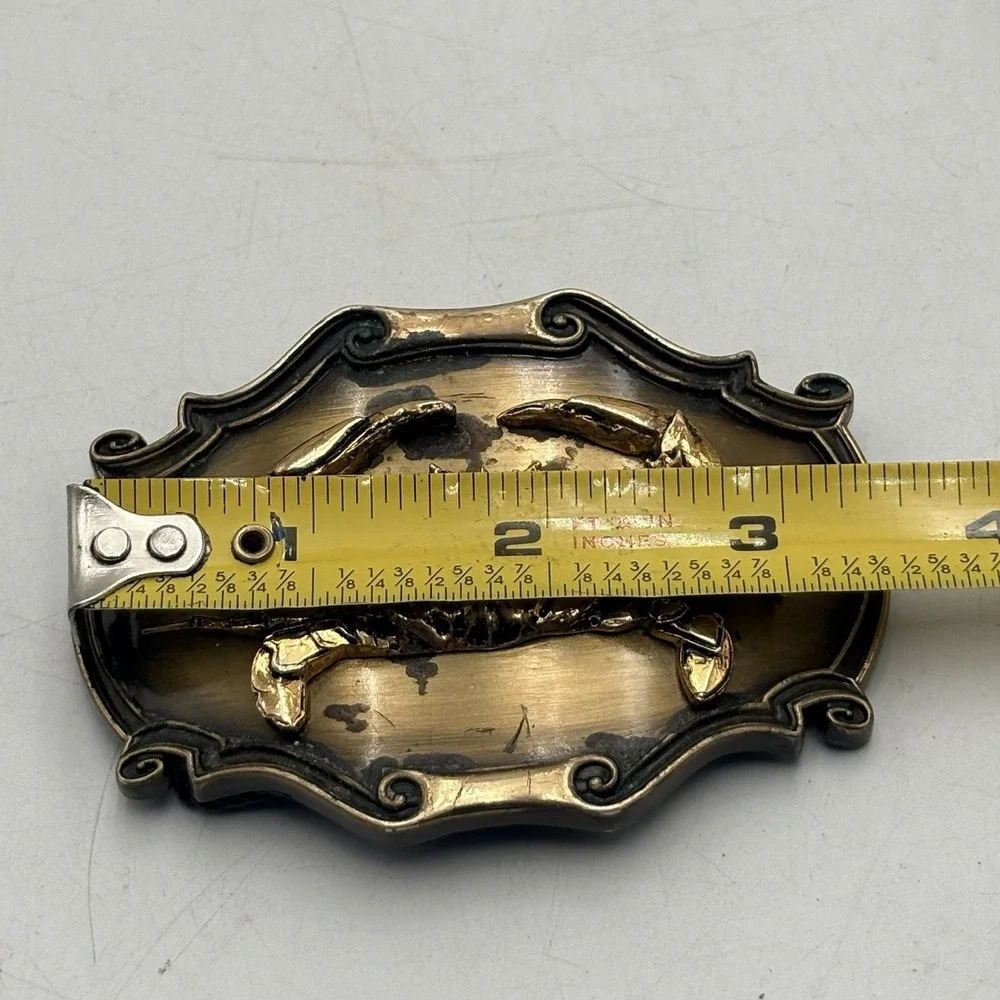Vintage Crab Belt Buckle Zodiac Cancer‎ Brass Tone 1980 Raintree USA